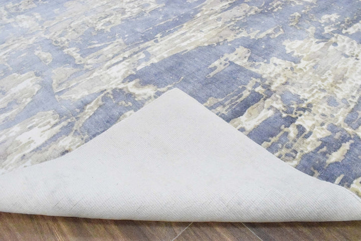 8x10 Rug, Blue and Brown Rug, Modern Abstract Hand loom Printed Viscose Area Rug, Living Room, Dinning and Bedroom Rug | TRD018QT810 - The Rug Decor