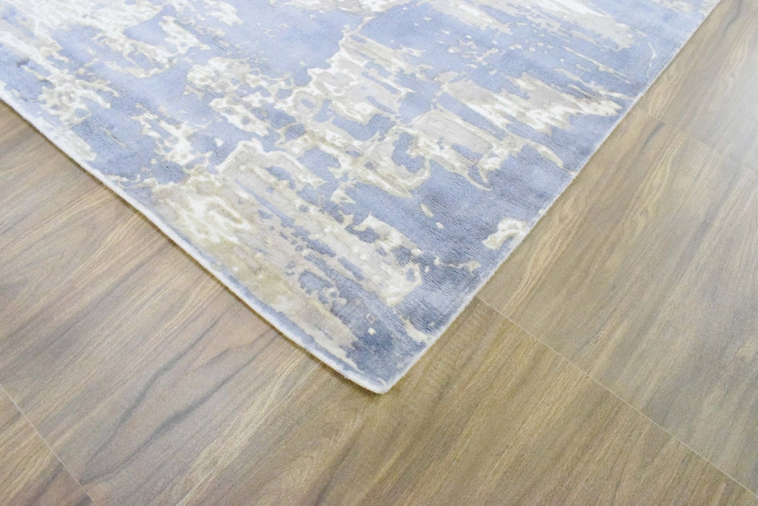 8x10 Rug, Blue and Brown Rug, Modern Abstract Hand loom Printed Viscose Area Rug, Living Room, Dinning and Bedroom Rug | TRD018QT810 - The Rug Decor