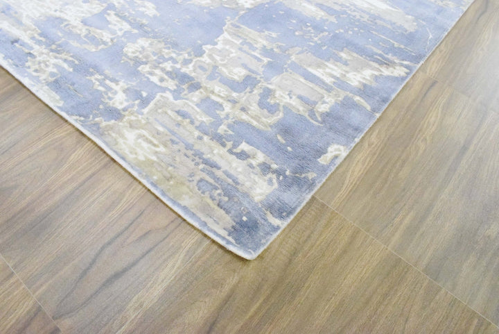 8x10 Rug, Blue and Brown Rug, Modern Abstract Hand loom Printed Viscose Area Rug, Living Room, Dinning and Bedroom Rug | TRD018QT810 - The Rug Decor