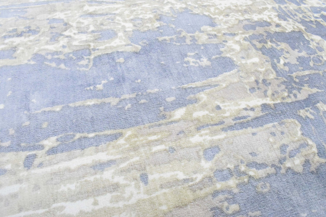 8x10 Rug, Blue and Brown Rug, Modern Abstract Hand loom Printed Viscose Area Rug, Living Room, Dinning and Bedroom Rug | TRD018QT810 - The Rug Decor