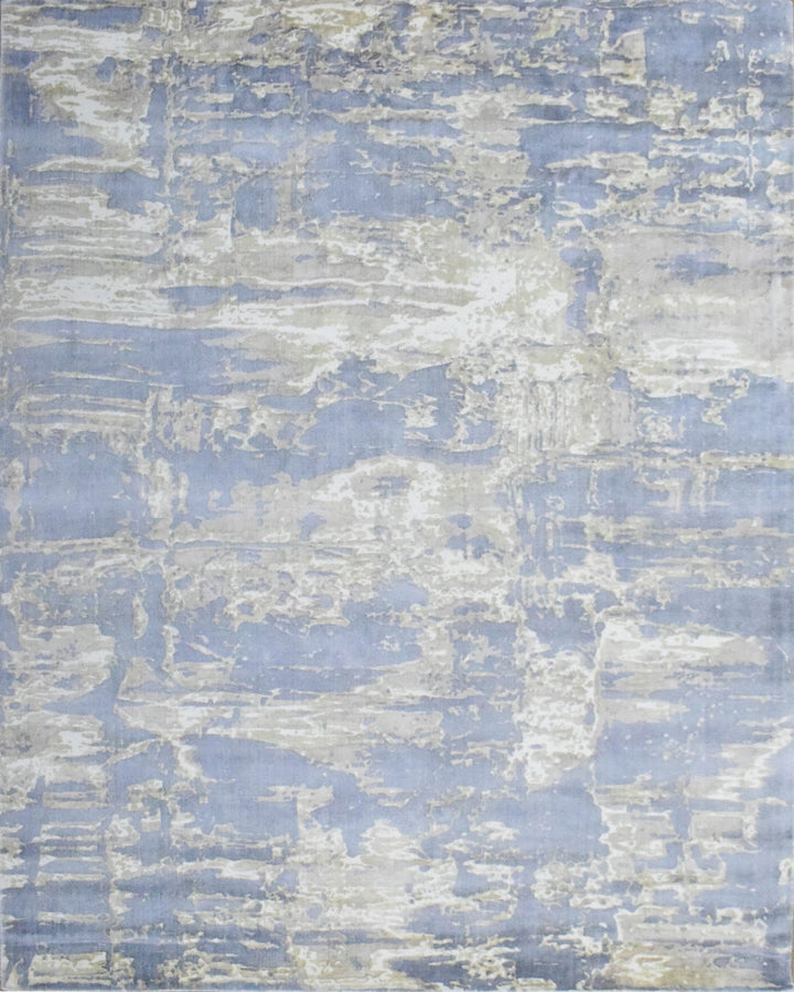 8x10 Rug, Blue and Brown Rug, Modern Abstract Hand loom Printed Viscose Area Rug, Living Room, Dinning and Bedroom Rug | TRD018QT810 - The Rug Decor