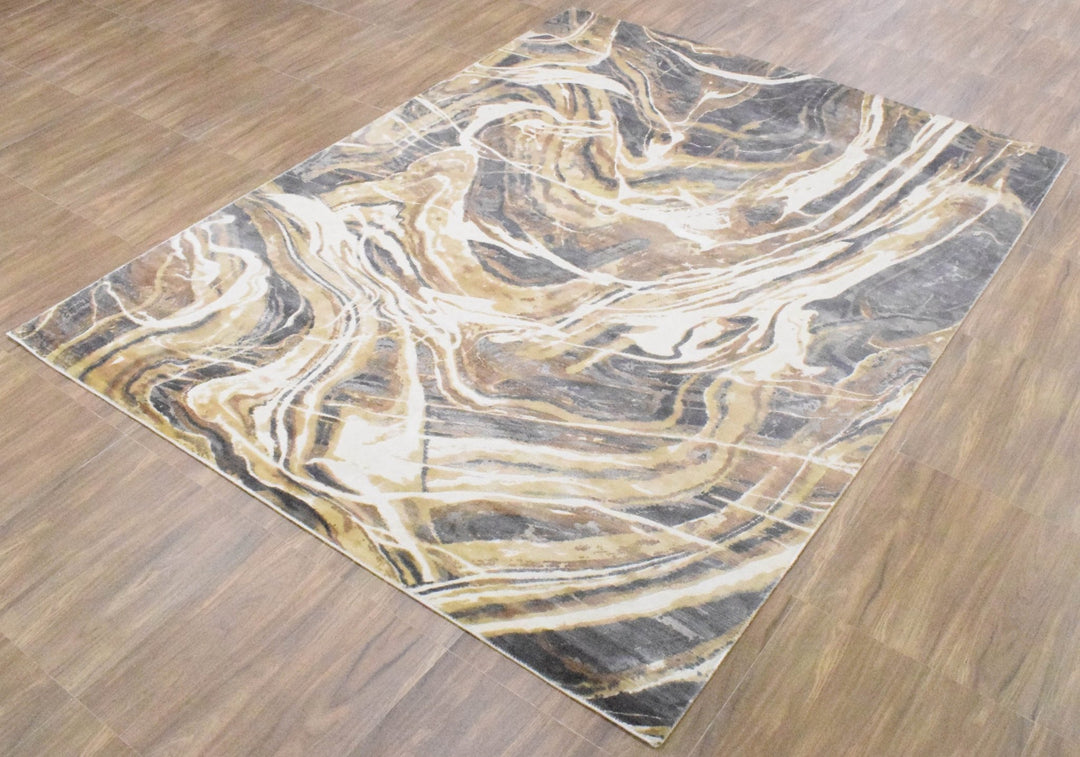 8x10 Rug, Bronze and Gray Rug, One of a Kind Rug, Granite Rug, Modern and Abstract Rug, Handmade Wool & Viscose Area Rug | TRD0021OP - The Rug Decor