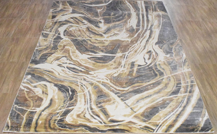 8x10 Rug, Bronze and Gray Rug, One of a Kind Rug, Granite Rug, Modern and Abstract Rug, Handmade Wool & Viscose Area Rug | TRD0021OP - The Rug Decor