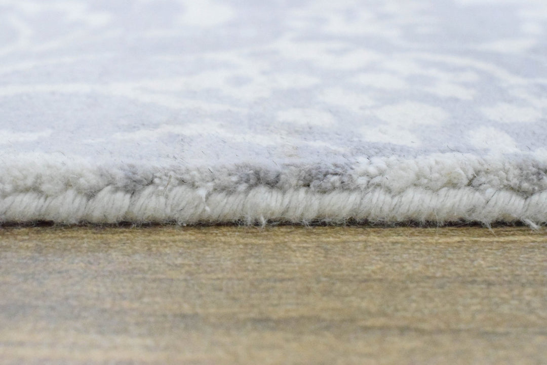 8x10 Rug, Floral Gray Rug, White Rug, Viscose Rug, Living, Dinning and Bedroom Rug, Modern Handmade Wool & Viscose Area Rug | TRD0017QT810 - The Rug Decor