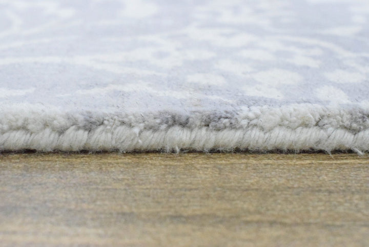 8x10 Rug, Floral Gray Rug, White Rug, Viscose Rug, Living, Dinning and Bedroom Rug, Modern Handmade Wool & Viscose Area Rug | TRD0017QT810 - The Rug Decor