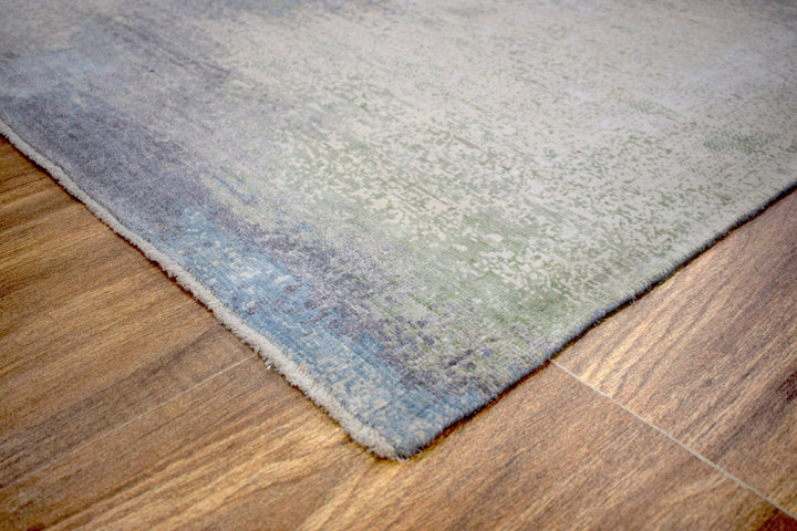 8x10 Rug | Modern Abstract Handmade with Bamboo Silk Blue Area Rug | TRD1750810 - The Rug Decor