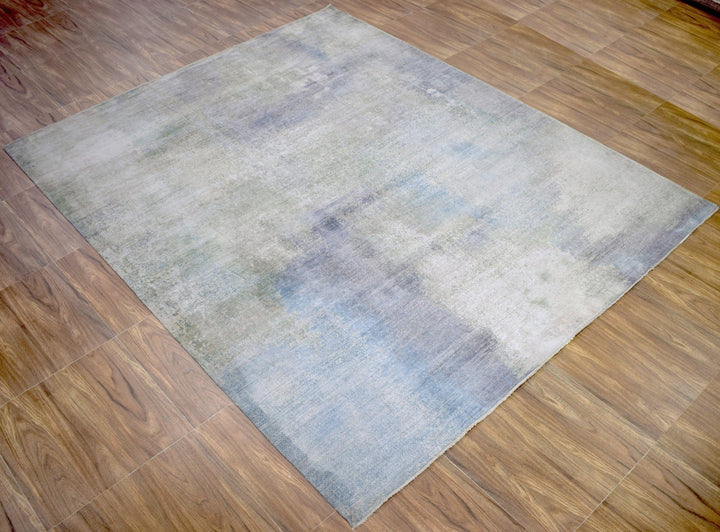 8x10 Rug | Modern Abstract Handmade with Bamboo Silk Blue Area Rug | TRD1750810 - The Rug Decor
