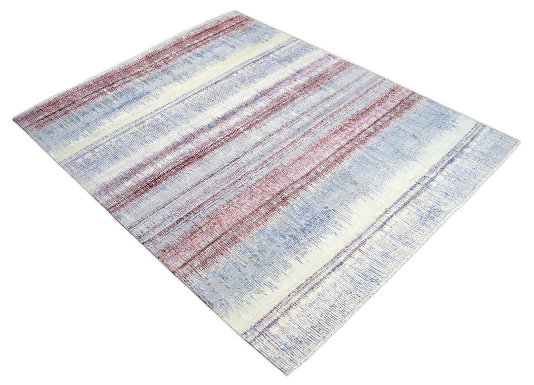 8x10 Rug | Modern Hand made Hand-spun wool and Handspun Bamboo Silk Area Rug| The Rug Decor | TRD2095810 - The Rug Decor