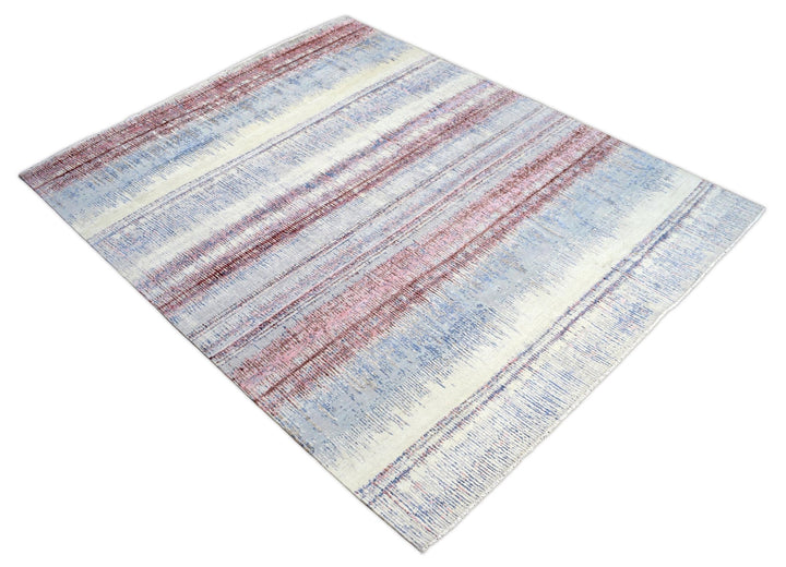 8x10 Rug | Modern Hand made Hand-spun wool and Handspun Bamboo Silk Area Rug| The Rug Decor | TRD2095810 - The Rug Decor