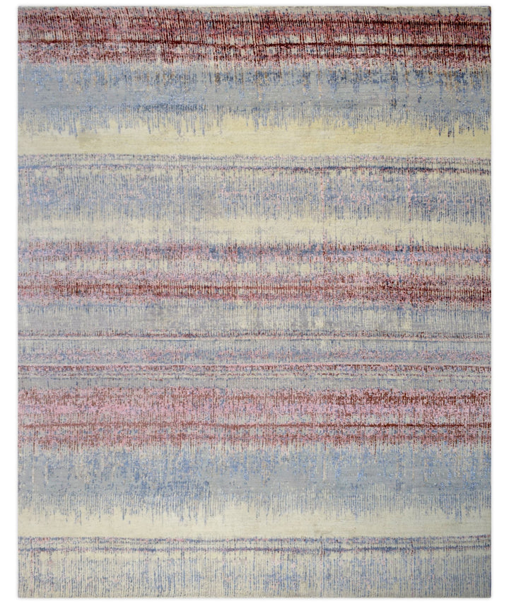 8x10 Rug | Modern Hand made Hand-spun wool and Handspun Bamboo Silk Area Rug| The Rug Decor | TRD2095810 - The Rug Decor