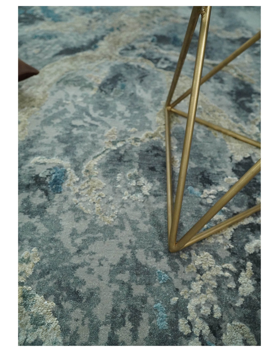 8x10 Rug | One of a Kind Blue and Silver Bamboo Silk Hand Made Modern Abstract Area Rug | SK29 - The Rug Decor