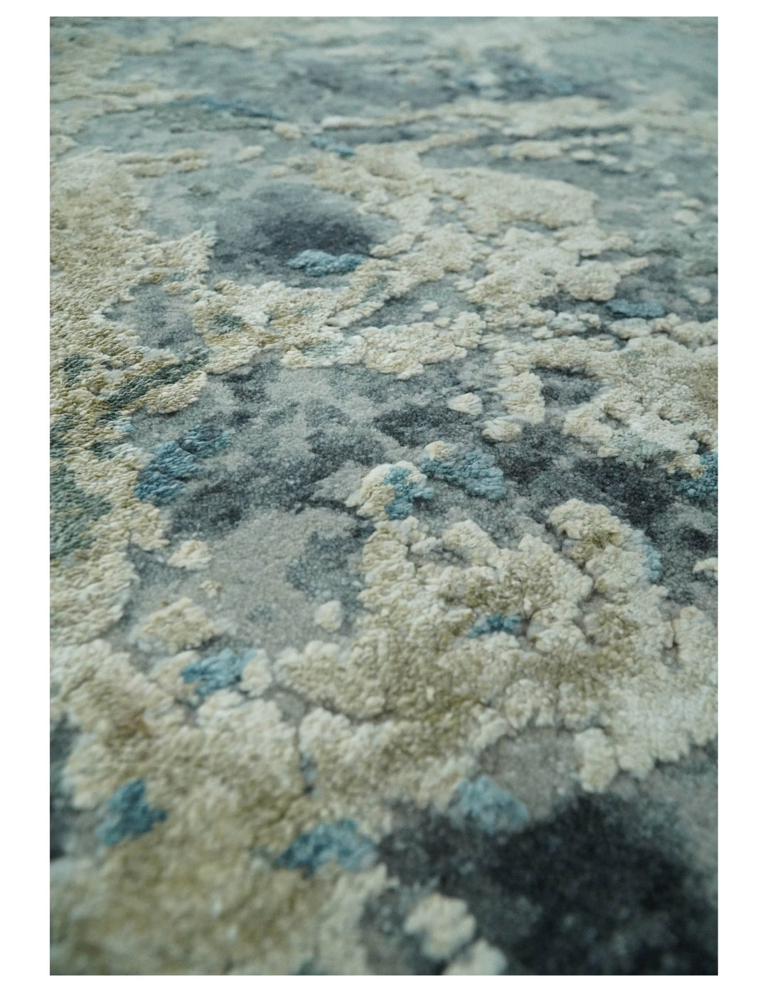 8x10 Rug | One of a Kind Blue and Silver Bamboo Silk Hand Made Modern Abstract Area Rug | SK29 - The Rug Decor