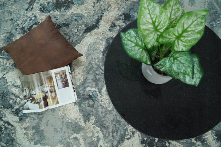 8x10 Rug | One of a Kind Blue and Silver Bamboo Silk Hand Made Modern Abstract Area Rug | SK29 - The Rug Decor