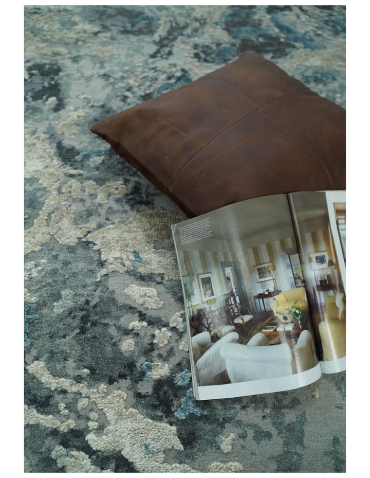 8x10 Rug | One of a Kind Blue and Silver Bamboo Silk Hand Made Modern Abstract Area Rug | SK29 - The Rug Decor