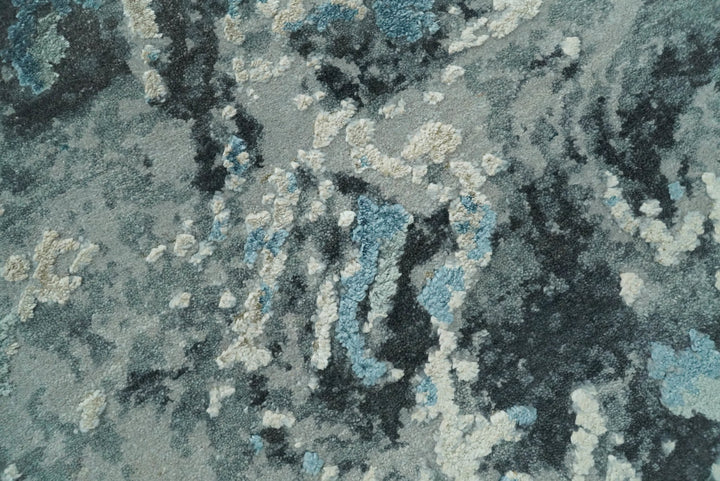 8x10 Rug | One of a Kind Blue and Silver Bamboo Silk Hand Made Modern Abstract Area Rug | SK29 - The Rug Decor