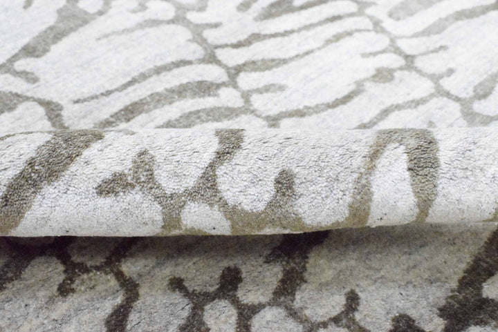 8x10 Rug, White and Brown Rug, Modern and Abstract Rug, Hand-loom Printed Viscose Area Rug | TRD020QT810 - The Rug Decor