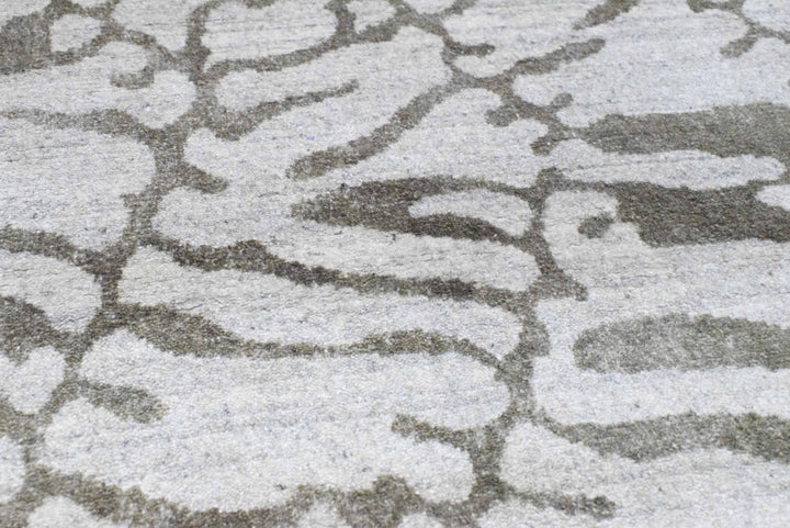 8x10 Rug, White and Brown Rug, Modern and Abstract Rug, Hand-loom Printed Viscose Area Rug | TRD020QT810 - The Rug Decor