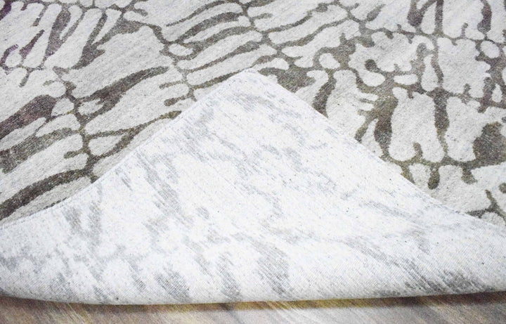 8x10 Rug, White and Brown Rug, Modern and Abstract Rug, Hand-loom Printed Viscose Area Rug | TRD020QT810 - The Rug Decor