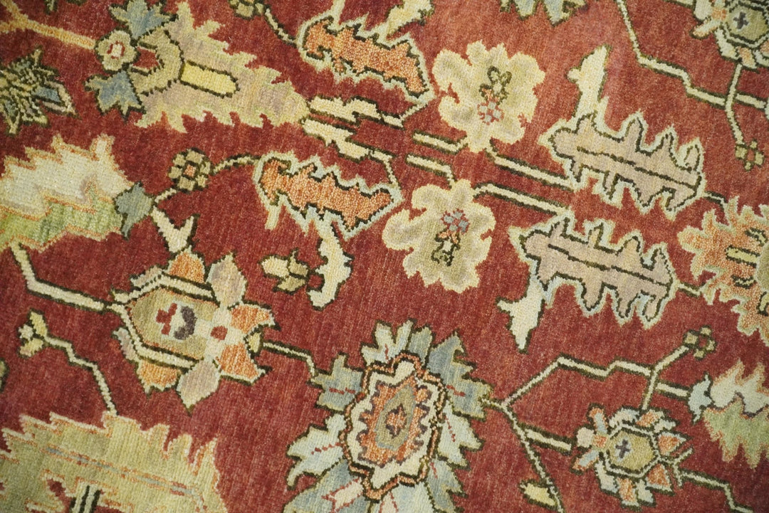 8x10 Rust and Beige Hand Knotted Traditional Antique Turkish Vintage Wool Rug | TRDCP538810 - The Rug Decor