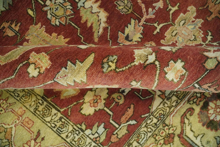 8x10 Rust and Beige Hand Knotted Traditional Antique Turkish Vintage Wool Rug | TRDCP538810 - The Rug Decor