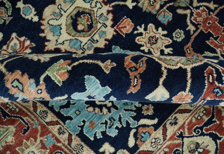 8x10 Rust and Blue Hand Knotted Traditional Antique Turkish Vintage Wool Rug | TRDCP540810 - The Rug Decor