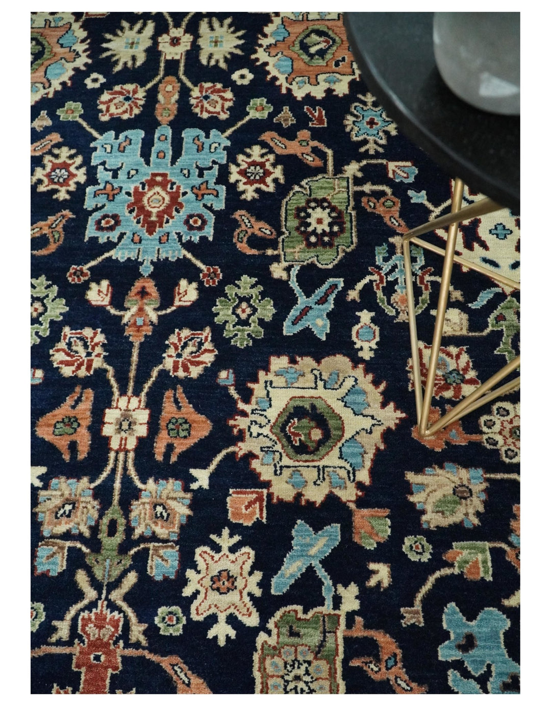 8x10 Rust and Blue Hand Knotted Traditional Antique Turkish Vintage Wool Rug | TRDCP540810 - The Rug Decor