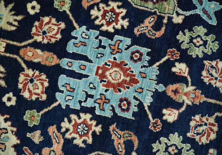 8x10 Rust and Blue Hand Knotted Traditional Antique Turkish Vintage Wool Rug | TRDCP540810 - The Rug Decor