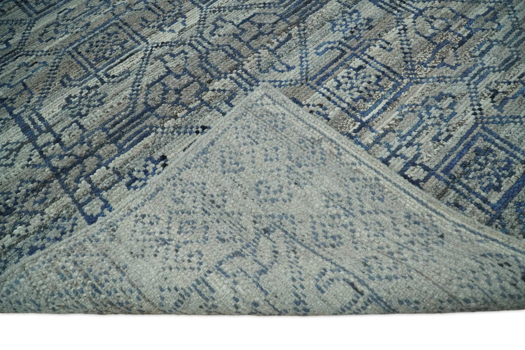 8x10 Silver, Gray and Blue Traditional Persian Minimal Area Rug | TRD43580810 - The Rug Decor