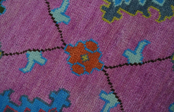 8x10 Wool Traditional Persian Pink, Gray and Blue Vibrant Colorful Hand knotted Oushak Area Rug | TRDCP844810 - The Rug Decor