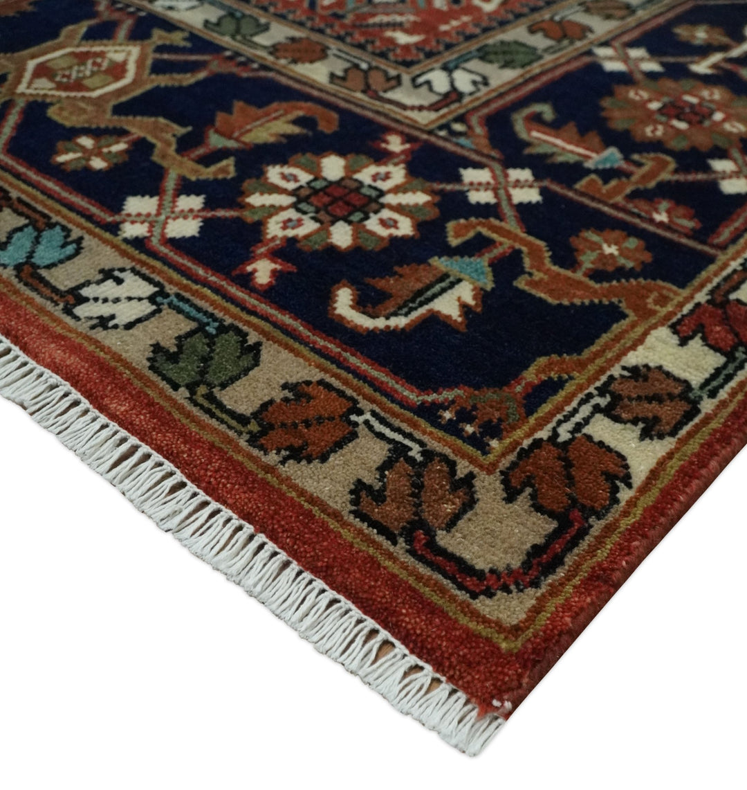 8x10 Wool Traditional Persian Rust and Black Hand knotted Serapi Area Rug | TRDCP1057810 - The Rug Decor