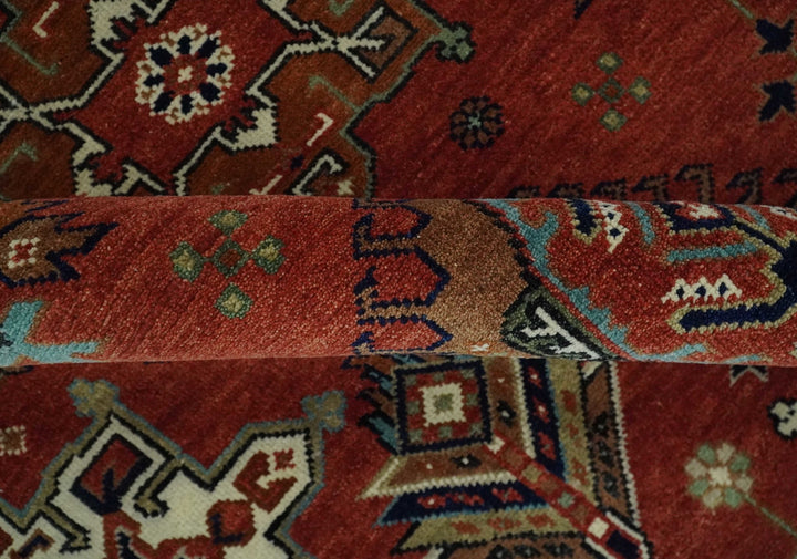 8x10 Wool Traditional Persian Rust and Black Hand knotted Serapi Area Rug | TRDCP1057810 - The Rug Decor