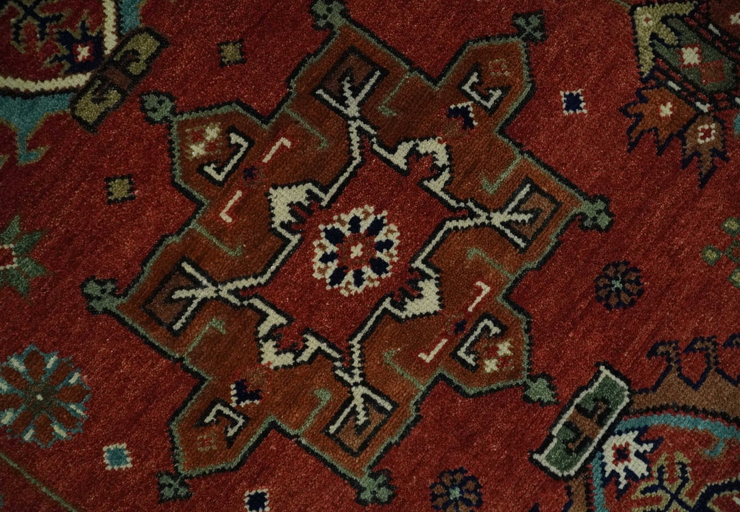 8x10 Wool Traditional Persian Rust and Black Hand knotted Serapi Area Rug | TRDCP1057810 - The Rug Decor