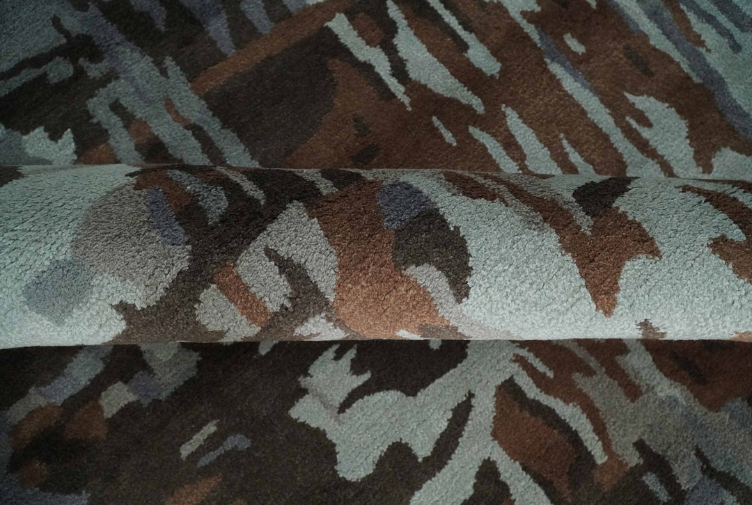 8x11 Gray, Silver and Brown Modern Abstract Hand Tufted wool and Art silk Area Rug - The Rug Decor