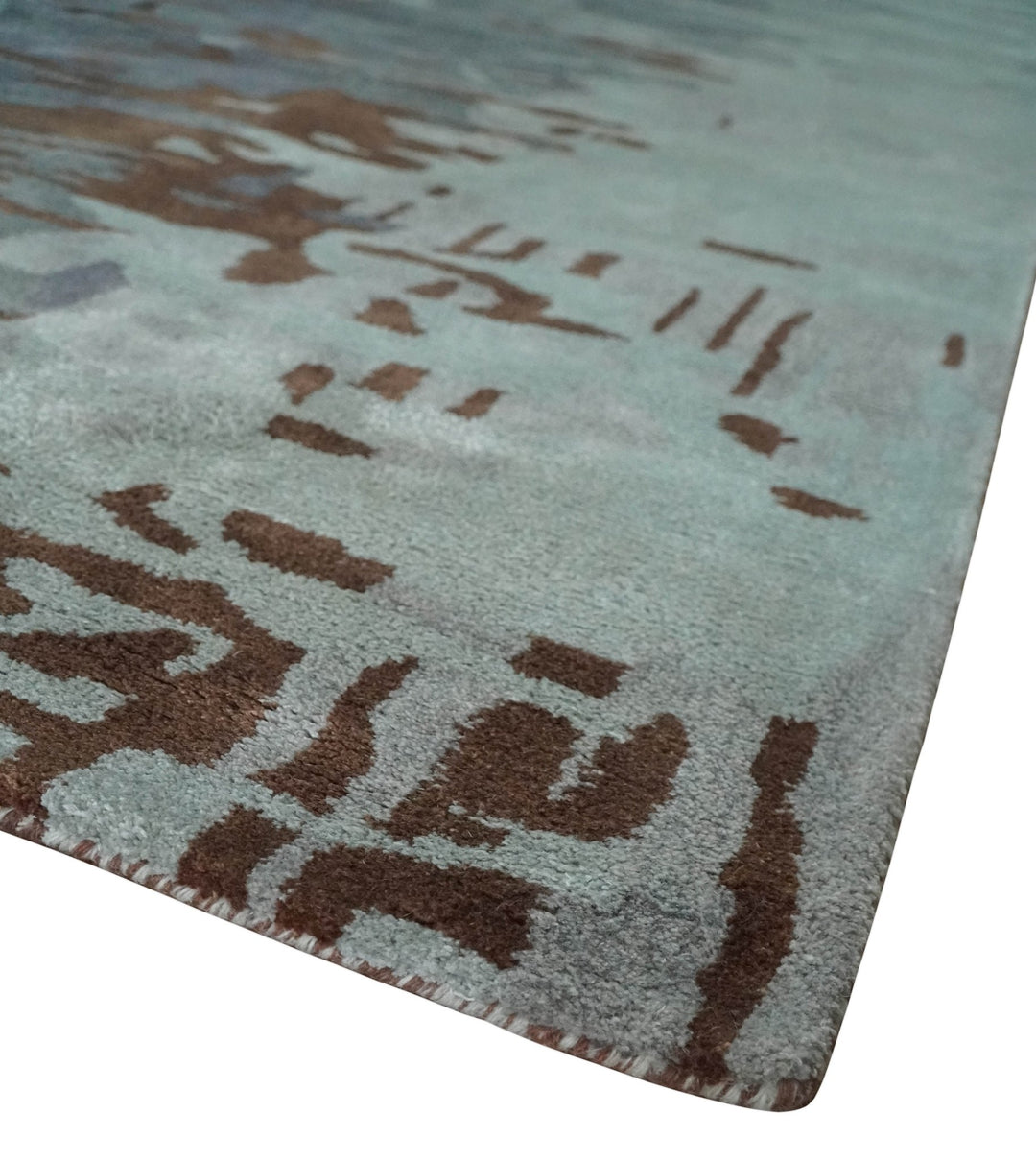 8x11 Gray, Silver and Brown Modern Abstract Hand Tufted wool and Art silk Area Rug - The Rug Decor