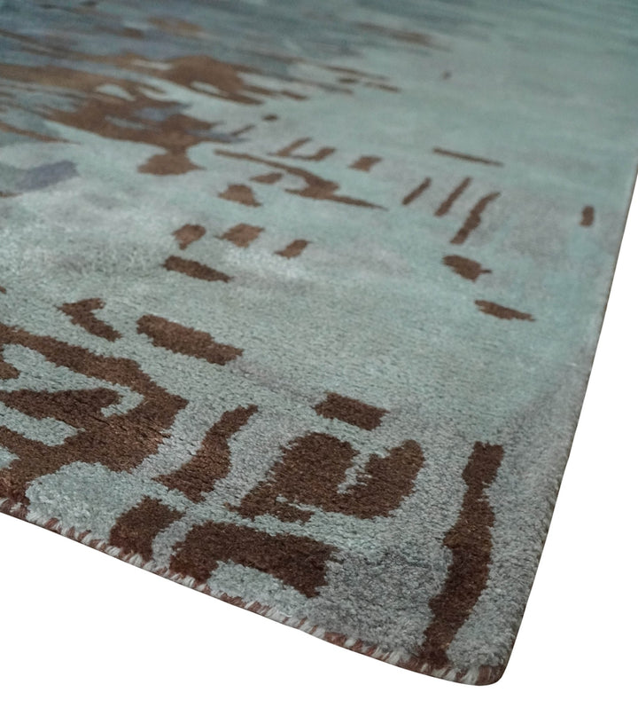 8x11 Gray, Silver and Brown Modern Abstract Hand Tufted wool and Art silk Area Rug - The Rug Decor