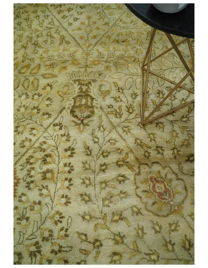 8x11 Vintage Persian Design Brown and Beige Hand Tufted Wool Area Rug | BAN4 - The Rug Decor