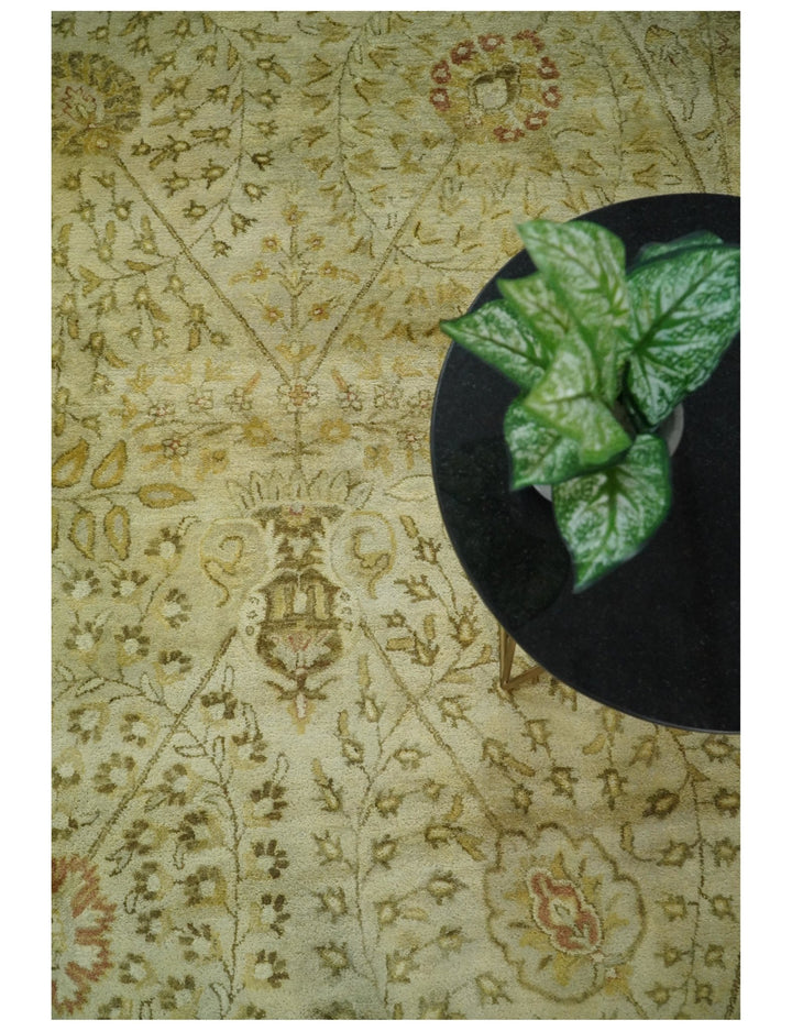 8x11 Vintage Persian Design Brown and Beige Hand Tufted Wool Area Rug | BAN4 - The Rug Decor