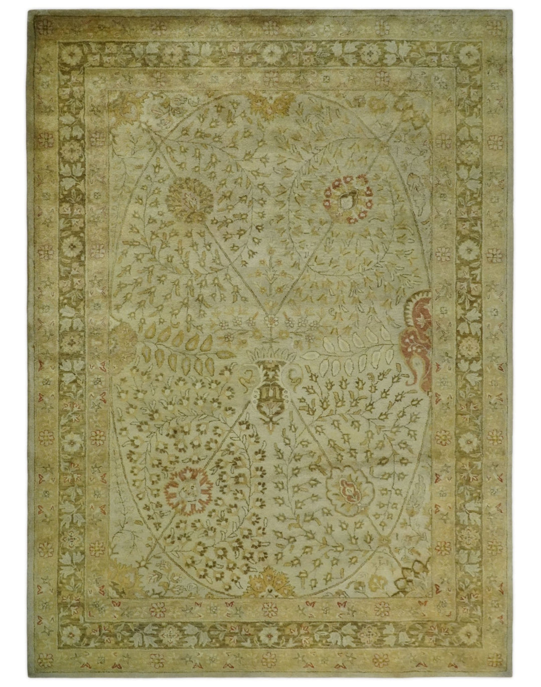 8x11 Vintage Persian Design Brown and Beige Hand Tufted Wool Area Rug | BAN4 - The Rug Decor