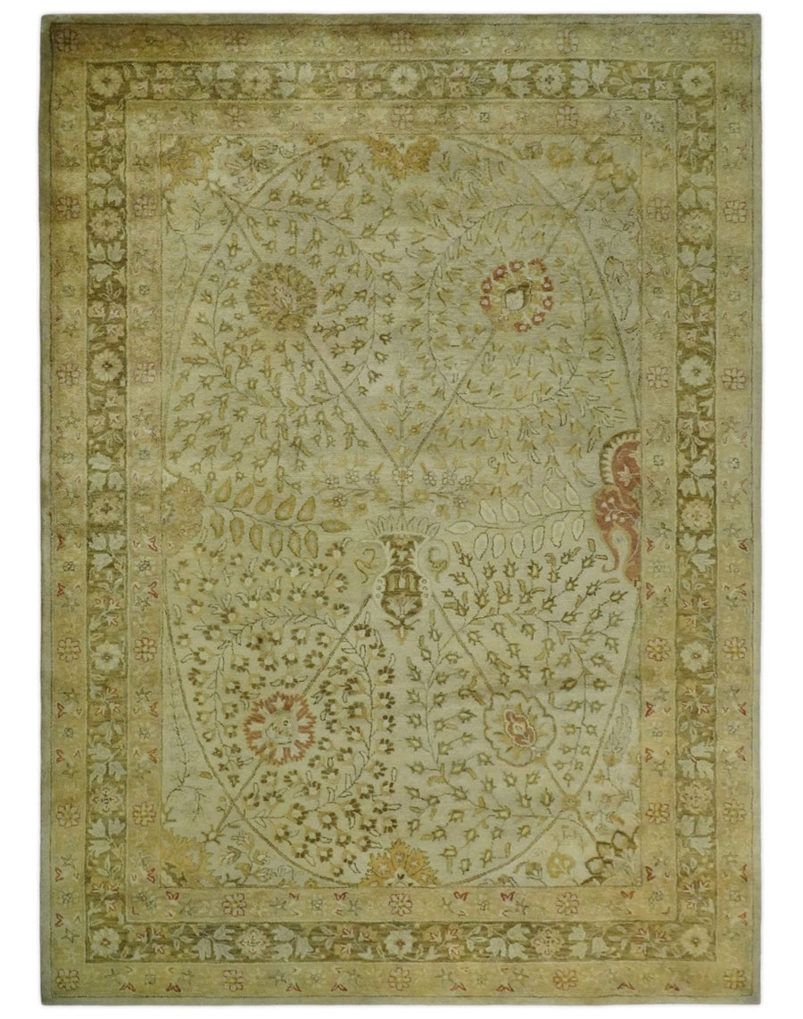 8x11 Vintage Persian Design Brown and Beige Hand Tufted Wool Area Rug | BAN4 - The Rug Decor