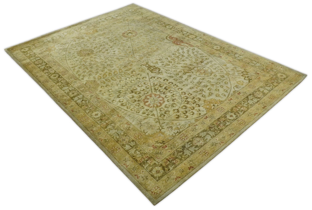 8x11 Vintage Persian Design Brown and Beige Hand Tufted Wool Area Rug | BAN4 - The Rug Decor