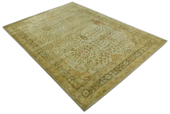 8x11 Vintage Persian Design Brown and Beige Hand Tufted Wool Area Rug | BAN4 - The Rug Decor