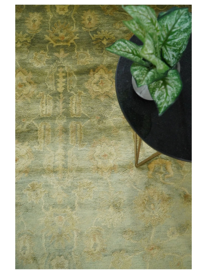 8x11 Vintage Persian Oushak Design Brown and Beige Antique Hand Tufted Wool Area Rug | BAN5 - The Rug Decor