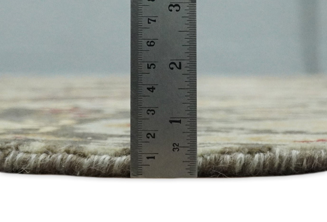 8x8 Round Fine Hand Knotted Brown and Beige Traditional Vintage Persian Style Antique Wool Rug | AGR48 - The Rug Decor