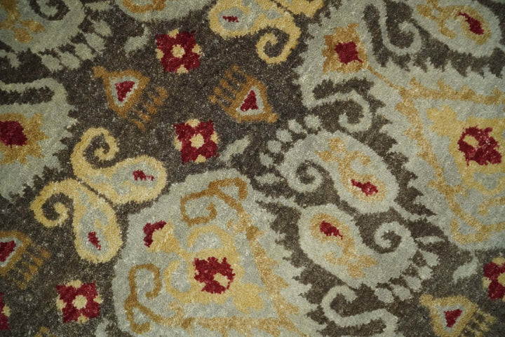 8x8 Round Fine Hand Knotted Brown and Beige Traditional Vintage Persian Style Antique Wool Rug | AGR48 - The Rug Decor