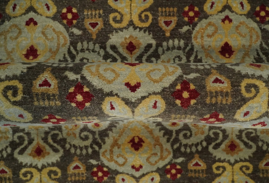 8x8 Round Fine Hand Knotted Brown and Beige Traditional Vintage Persian Style Antique Wool Rug | AGR48 - The Rug Decor