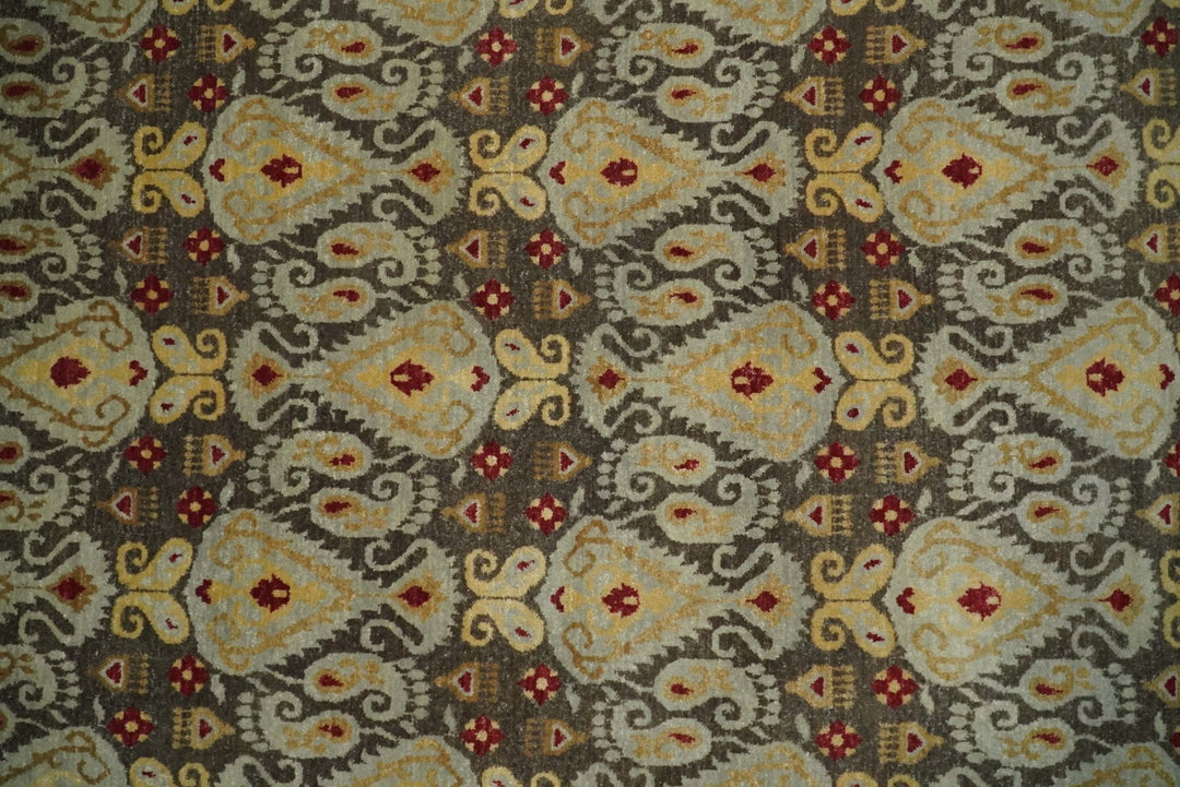 8x8 Round Fine Hand Knotted Brown and Beige Traditional Vintage Persian Style Antique Wool Rug | AGR48 - The Rug Decor