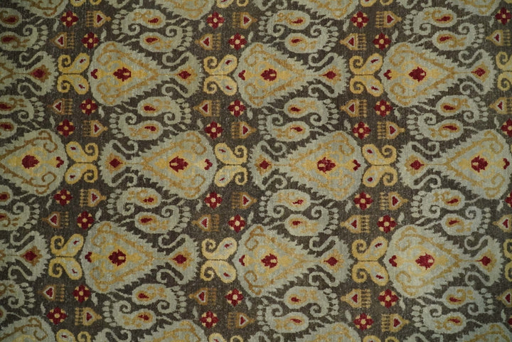 8x8 Round Fine Hand Knotted Brown and Beige Traditional Vintage Persian Style Antique Wool Rug | AGR48 - The Rug Decor