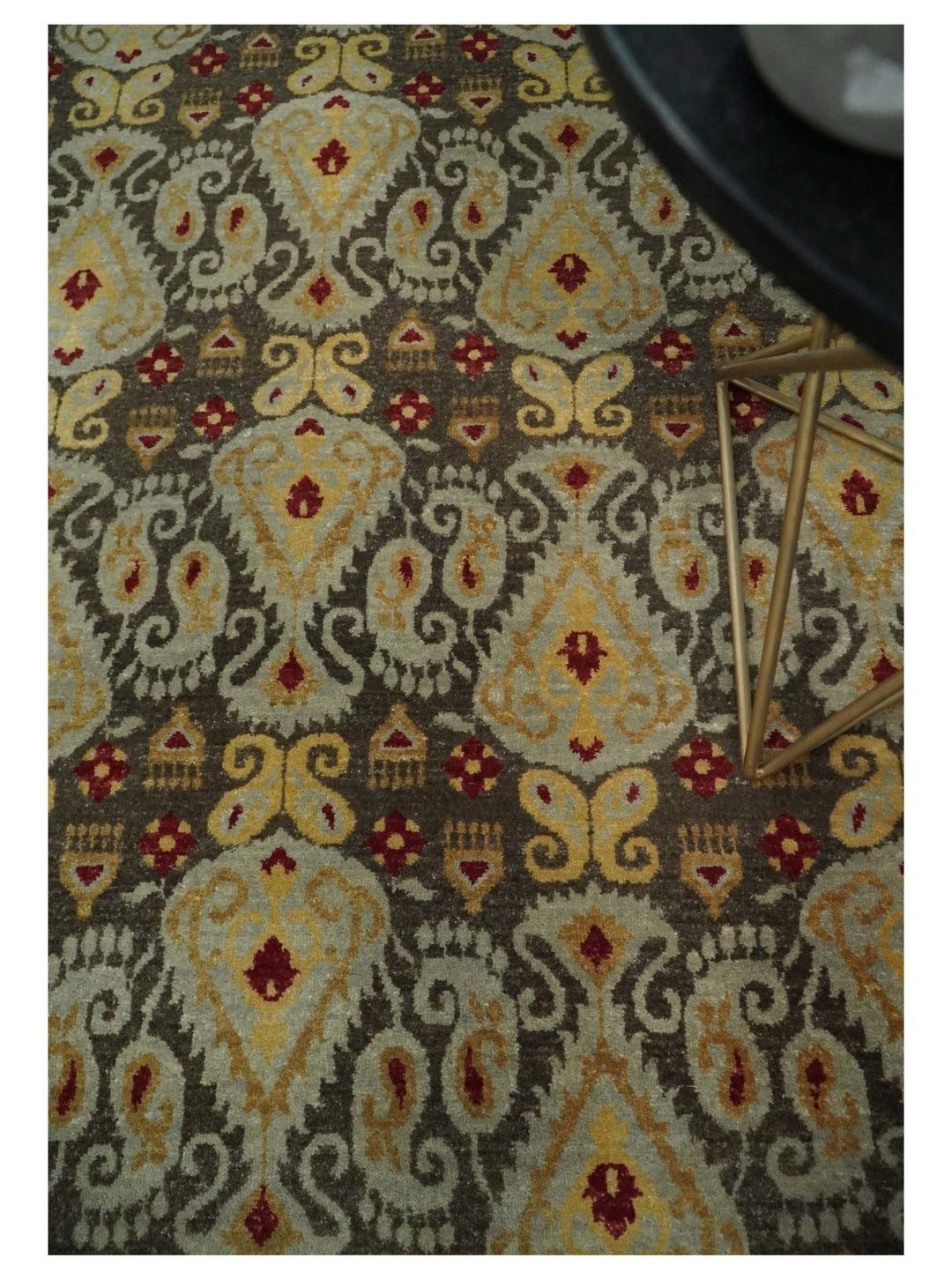 8x8 Round Fine Hand Knotted Brown and Beige Traditional Vintage Persian Style Antique Wool Rug | AGR48 - The Rug Decor