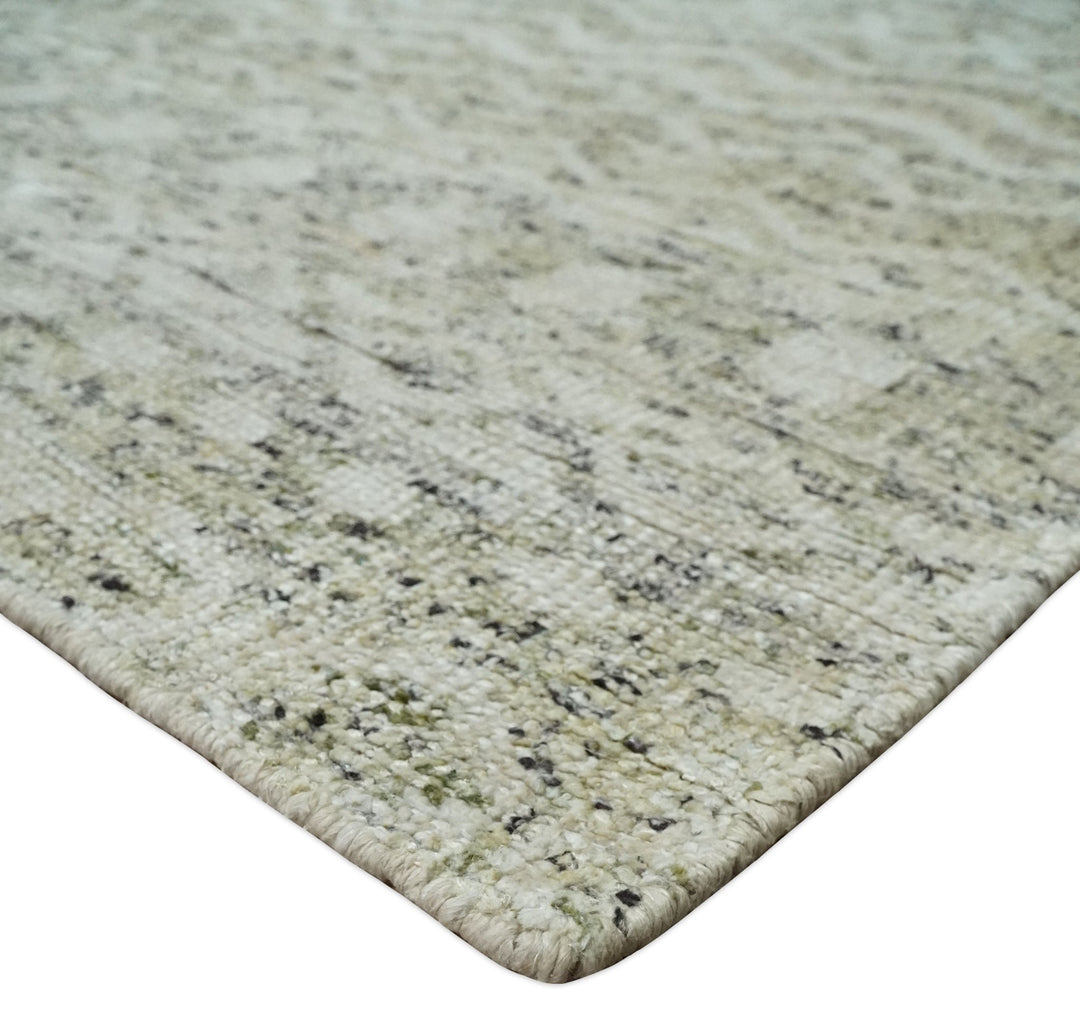 9x12 and 10x14 Hand Knotted Ivory, Camel and Brown Modern Contemporary Southwestern Tribal Trellis Recycled Silk Area Rug | OP28 - The Rug Decor