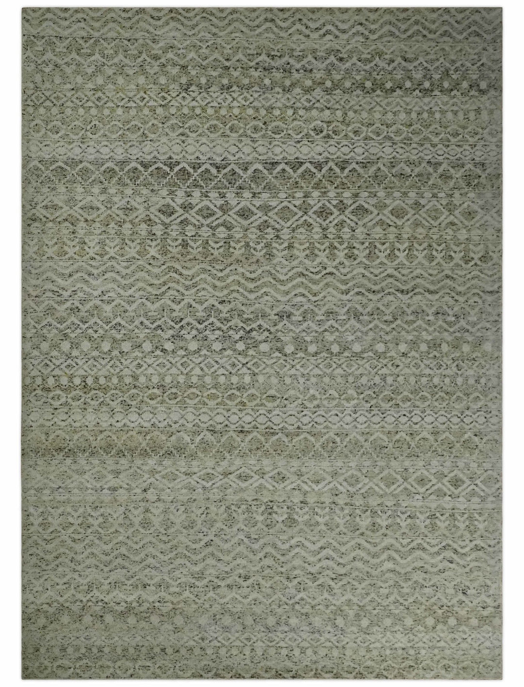 9x12 and 10x14 Hand Knotted Ivory, Camel and Brown Modern Contemporary Southwestern Tribal Trellis Recycled Silk Area Rug | OP28 - The Rug Decor